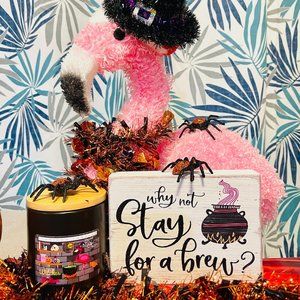 Flamingo Candles, Large 10.5 oz Jar Woodwick Crackling Candle, Witches Potion